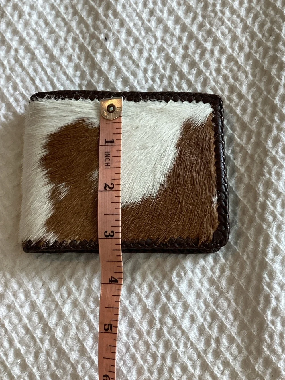 Leather Cowhide Bifold Wallet - Brown & White
